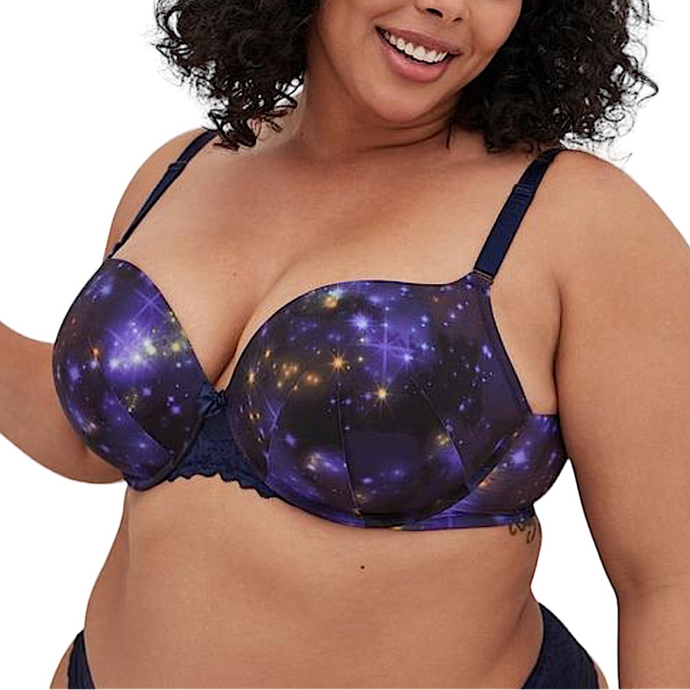 TORRID: NWT T-Shirt Push-Up Print 360° Back Smoothing Bra - Size 42C